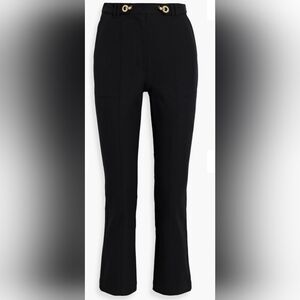 Jonathan Simkhai Women's Black Crop Flare Pants With  Gold Button Accents NWT.